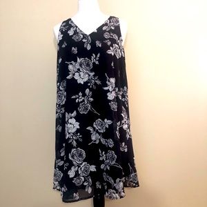 She & Sky Black Floral Dress, L